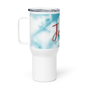 Jesus travel mug with a handle